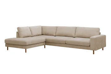 Scandi Dyp 4-seters sofa med sjeselong venstre i stoff - Beige - Møbler - Sofaer - Sofa med sjeselong