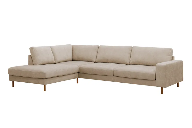 Scandi Dyp 4-seters sofa med sjeselong venstre i stoff - Beige - Møbler - Sofaer - Sofa med sjeselong