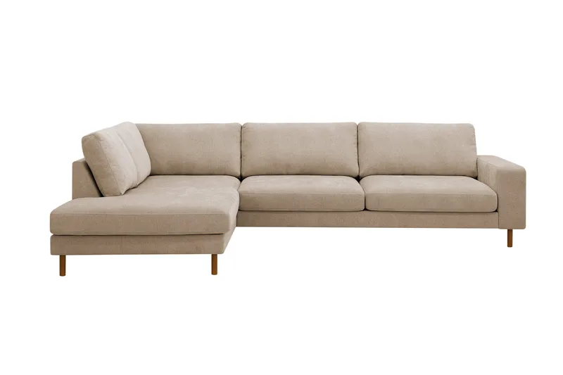 Scandi Dyp 4-seters sofa med sjeselong venstre i stoff, Beige