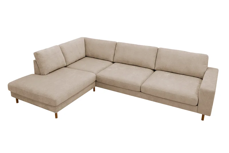 Scandi Dyp 4-seters sofa med sjeselong venstre i stoff - Beige - Møbler - Sofaer - Sofa med sjeselong