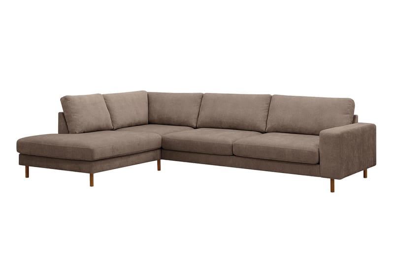 Scandi dyp 4-seters sofa med sjeselong på venstre side i stoff - Mørkebrun - Møbler - Sofaer - Sofa med sjeselong