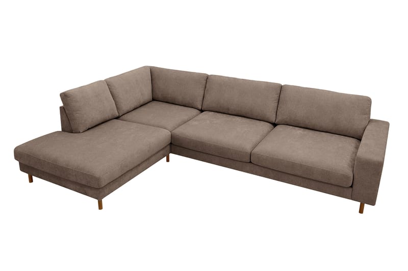 Scandi dyp 4-seters sofa med sjeselong på venstre side i stoff - Mørkebrun - Møbler - Sofaer - Sofa med sjeselong