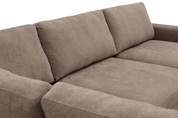 Scandi dyp 4-seters sofa med sjeselong på venstre side i stoff - Mørkebrun - Møbler - Sofaer - Sofa med sjeselong