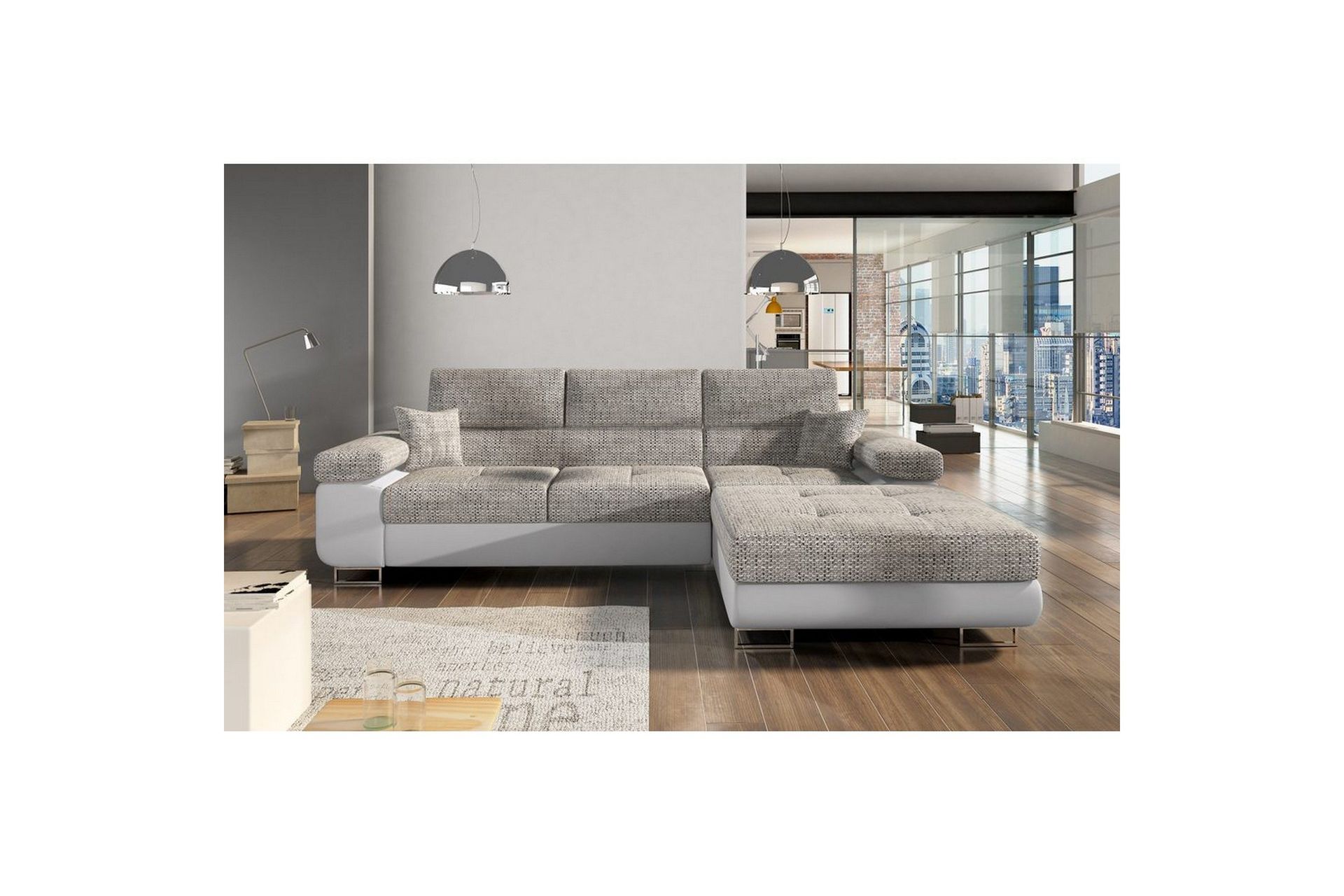 Seksjon Eltap Armando 289x85x203 cm - Berlin 01, Soft 17, Grå, Hvit, Høyre