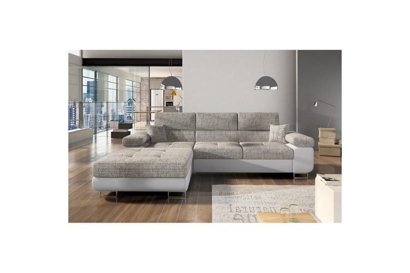 Seksjon Eltap Armando 289x85x203 cm - Berlin 01, Soft 17, Grå, Hvit, Venstre - Møbler - Sofaer - Sofa med sjeselong