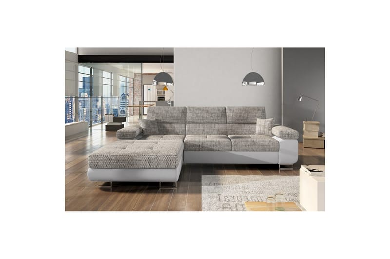 Seksjon Eltap Armando 289x85x203 cm - Berlin 01, Soft 17, Grå, Hvit, Venstre - Møbler - Sofaer - Sofa med sjeselong
