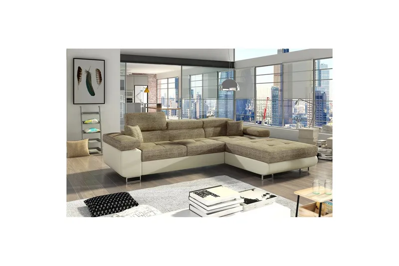 Seksjon Eltap Armando 289x85x203 cm - Berlin 03, Soft 33, Beige, Høyre - Møbler - Sofaer - Sofa med sjeselong