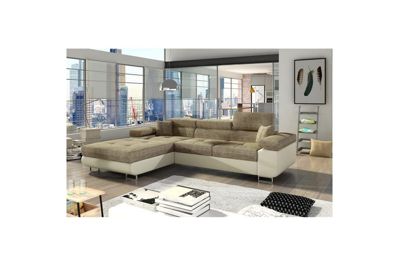 Seksjon Eltap Armando 289x85x203 cm - Berlin 03, Soft 33, Beige, Venstre - Møbler - Sofaer - Sofa med sjeselong
