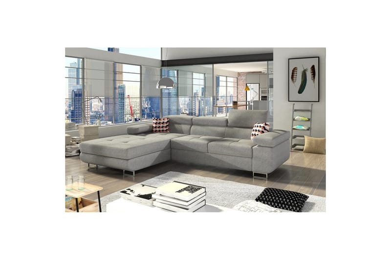 Seksjon Eltap Armando 289x85x203 cm - Gusto 88, Sikksakk 60, Grå, Mønster, Venstre - Møbler - Sofaer - Sofa med sjeselong