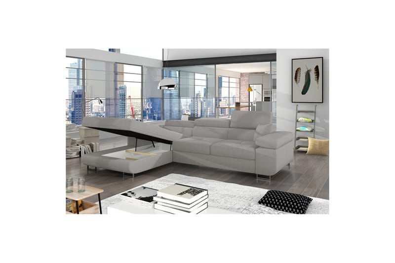Seksjon Eltap Armando 289x85x203 cm - Jarell 03, Lys Grå, Venstre - Møbler - Sofaer - Sofa med sjeselong