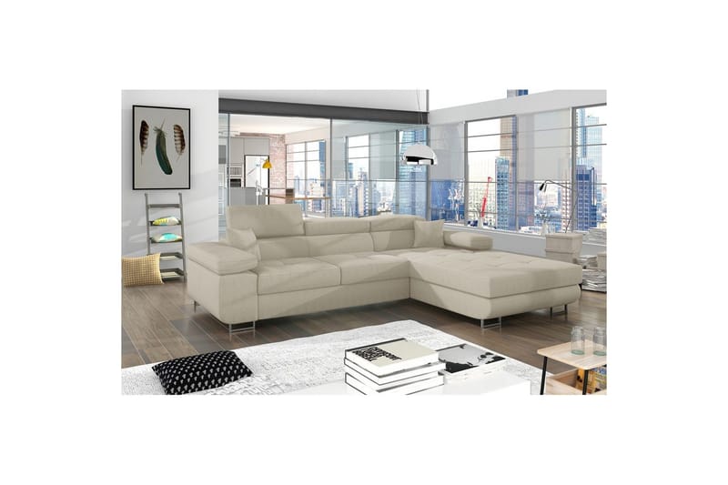 Seksjon Eltap Armando 289x85x203 cm - Jarell 18, Lys Beige, Høyre - Møbler - Sofaer - Sofa med sjeselong