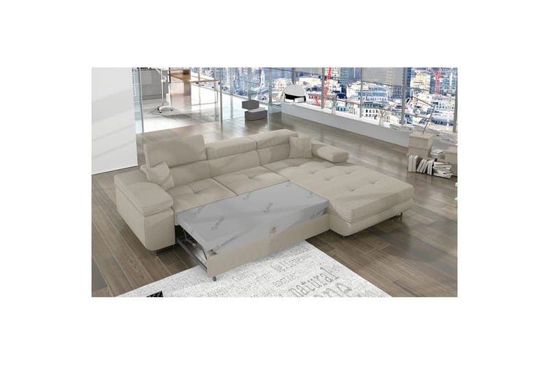 Seksjon Eltap Armando 289x85x203 cm - Jarell 18, Lys Beige, Høyre - Møbler - Sofaer - Sofa med sjeselong