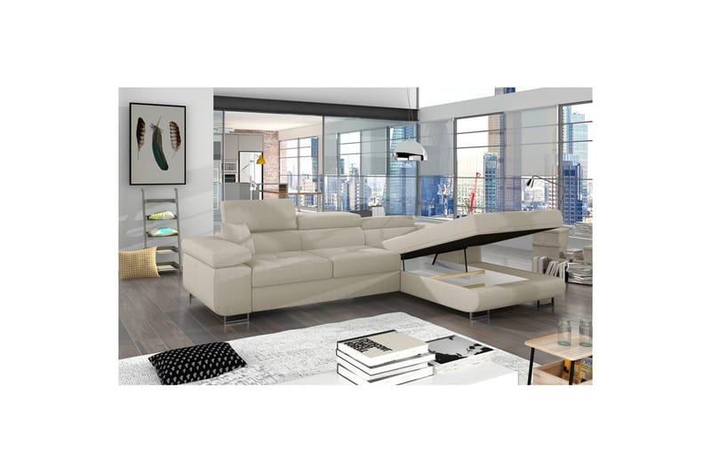 Seksjon Eltap Armando 289x85x203 cm - Jarell 18, Lys Beige, Høyre - Møbler - Sofaer - Sofa med sjeselong
