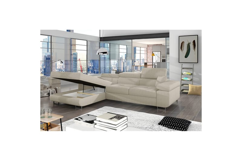 Seksjon Eltap Armando 289x85x203 cm - Jarell 18, Lys Beige, Venstre - Møbler - Sofaer - Sofa med sjeselong