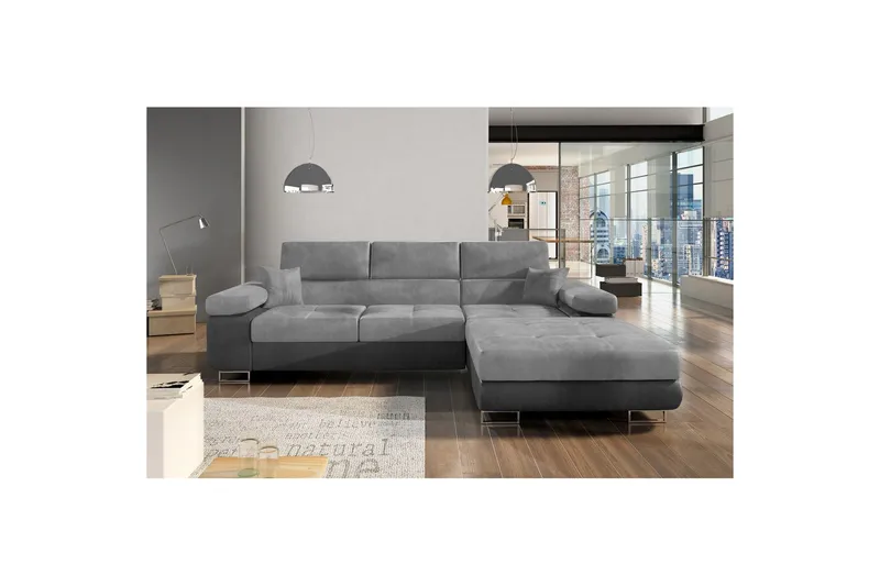 Seksjon Eltap Armando 289x85x203 cm, Monolith 84, Monolith 97, Lys grå, Mørk grå, Høyre