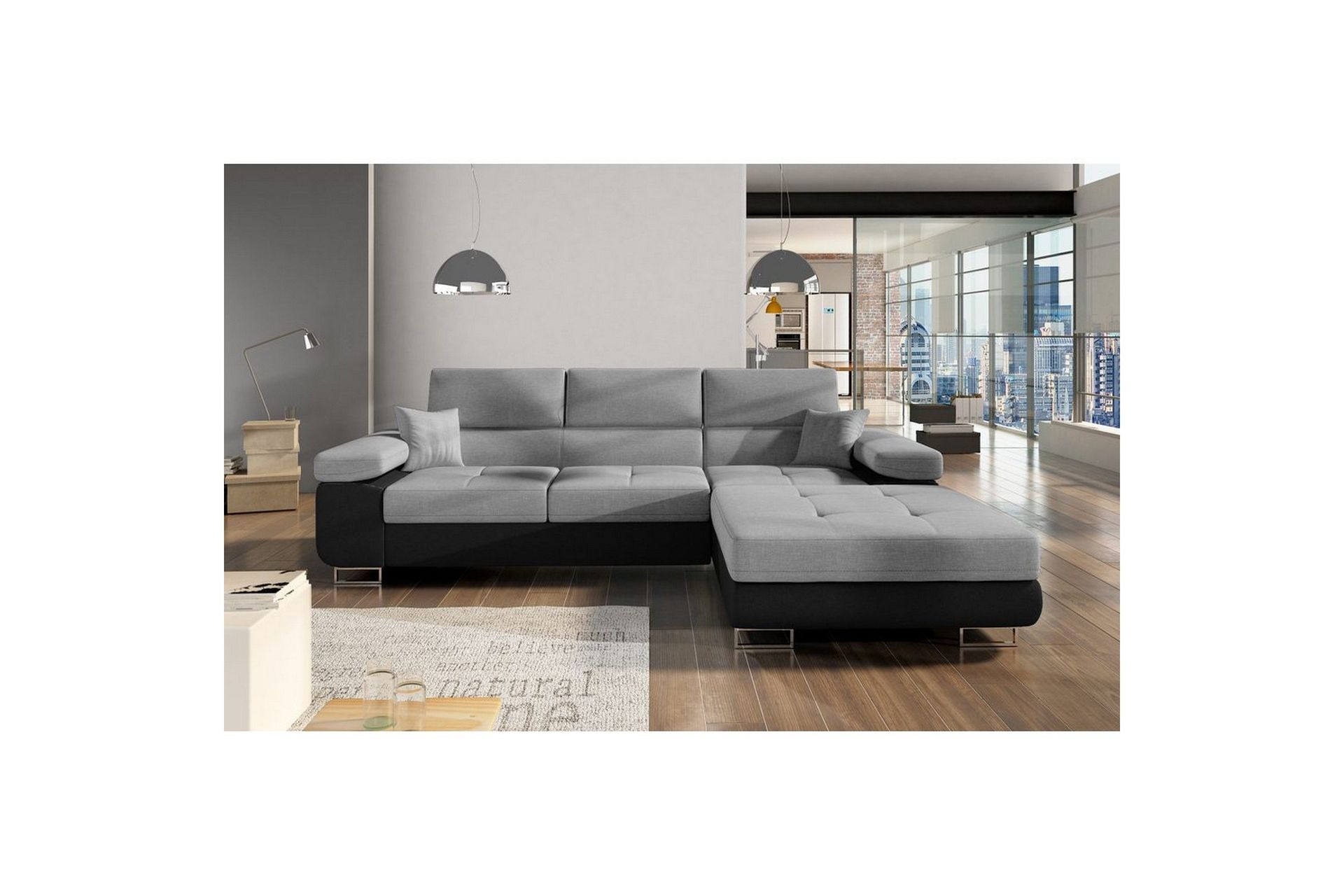 Seksjon Eltap Armando 289x85x203 cm - Sawana 05, Sawana 14, Grå, Svart, Høyre