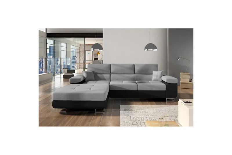 Seksjon Eltap Armando 289x85x203 cm - Sawana 05, Sawana 14, Grå, Svart, Venstre - Møbler - Sofaer - Sofa med sjeselong