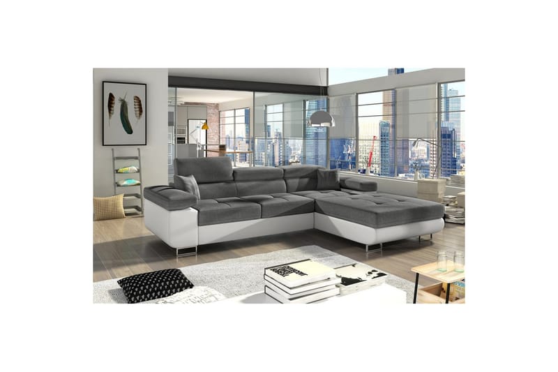 Seksjon Eltap Armando 289x85x203 cm - Sawana 05, Soft 17, Grå, Hvit, Høyre - Møbler - Sofaer - Sofa med sjeselong