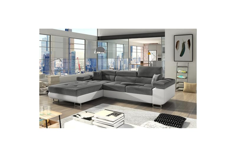 Seksjon Eltap Armando 289x85x203 cm - Sawana 05, Soft 17, Grå, Hvit, Venstre - Møbler - Sofaer - Sofa med sjeselong