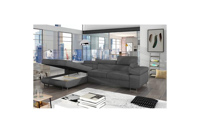 Seksjon Eltap Armando 289x85x203 cm - Sawana 21, Grå, Venstre - Møbler - Sofaer - Sofa med sjeselong