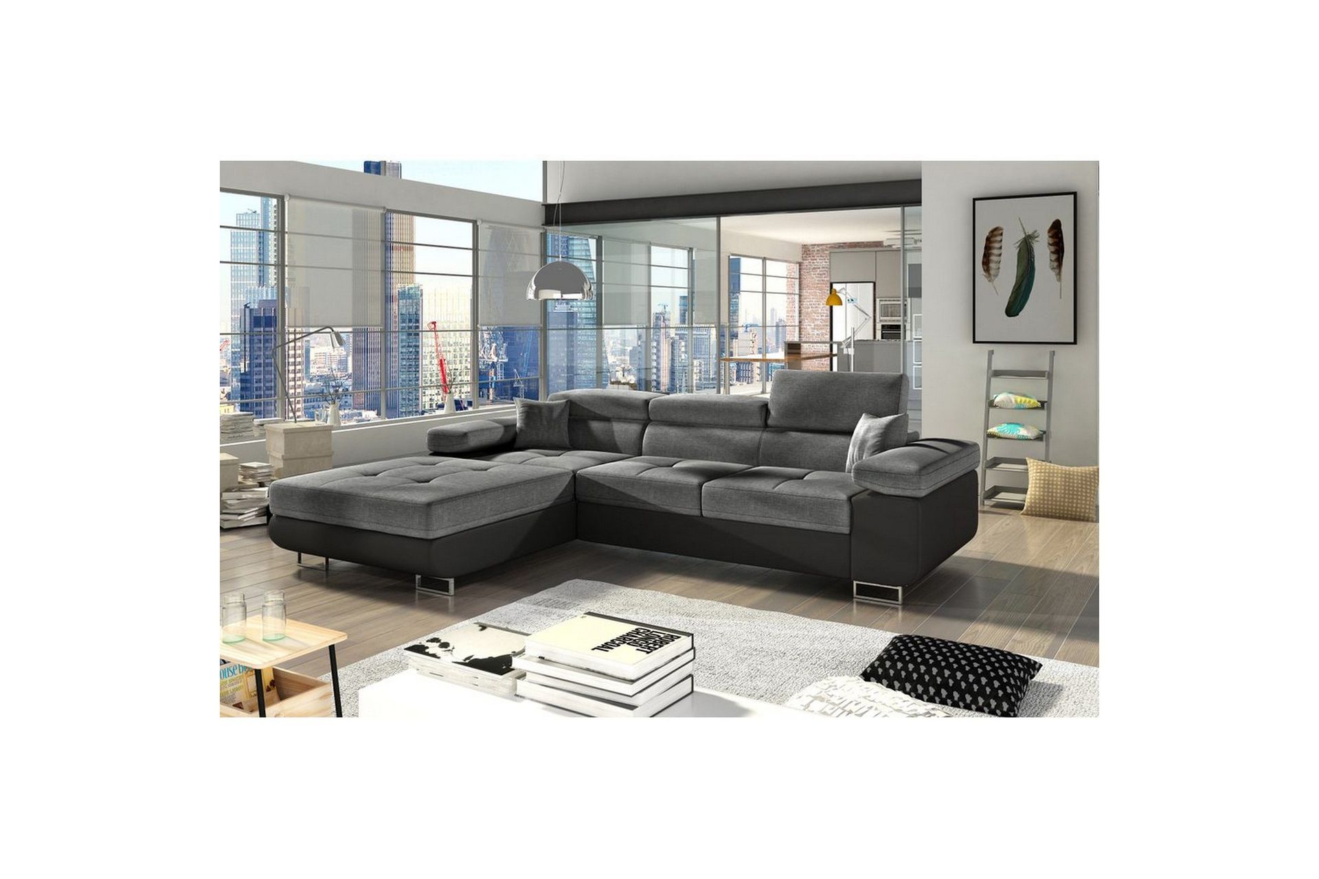 Seksjon Eltap Armando 289x85x203 cm - Sawana 21, Soft 11, Grå, Svart, Venstre