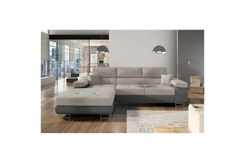 Seksjon Eltap Armando 289x85x203 cm - Soro 83, Soft 29, Hvit, Grå, Venstre - Møbler - Sofaer - Sofa med sjeselong