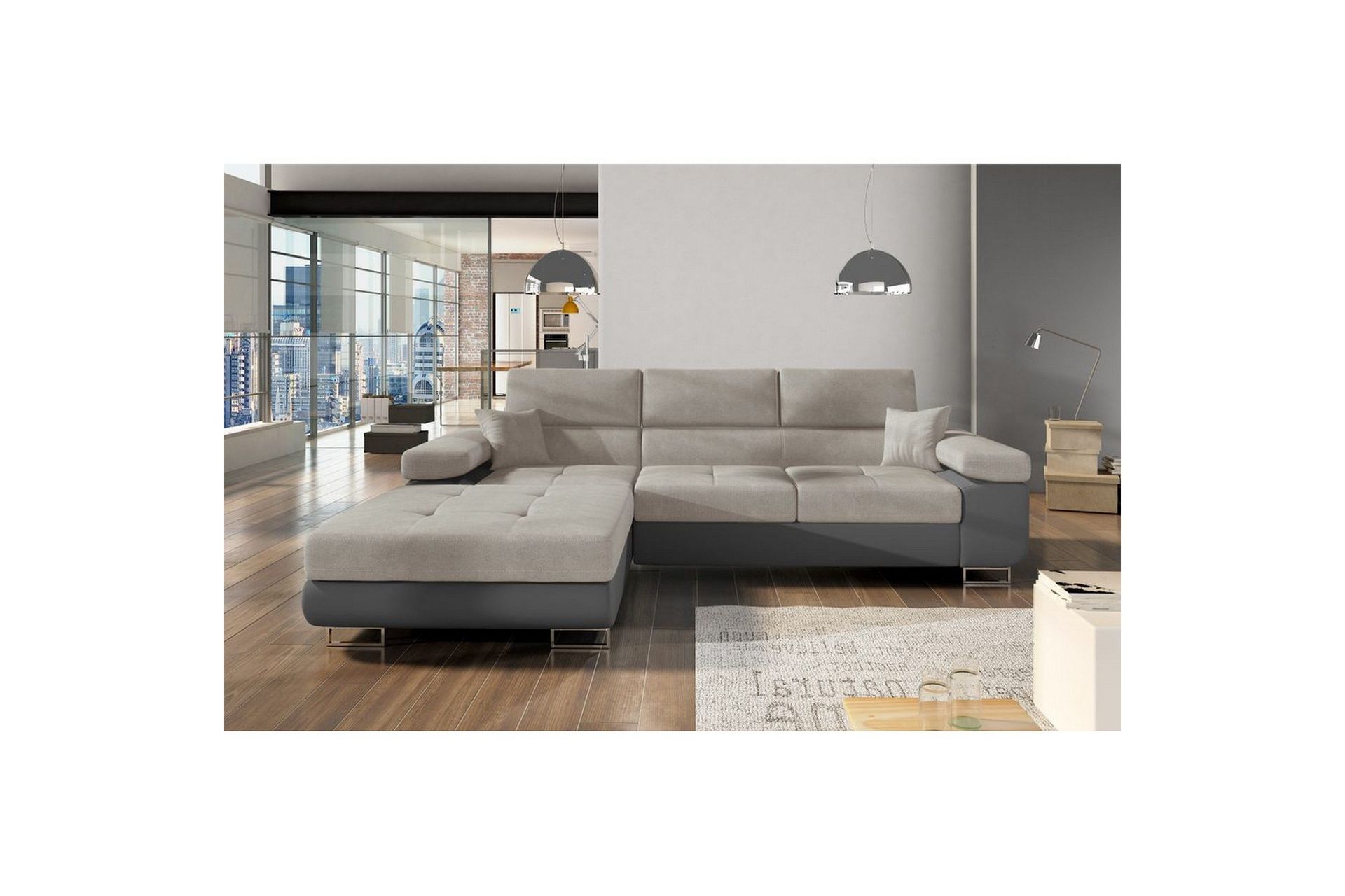 Seksjon Eltap Armando 289x85x203 cm - Soro 83, Soft 29, Hvit, Grå, Venstre