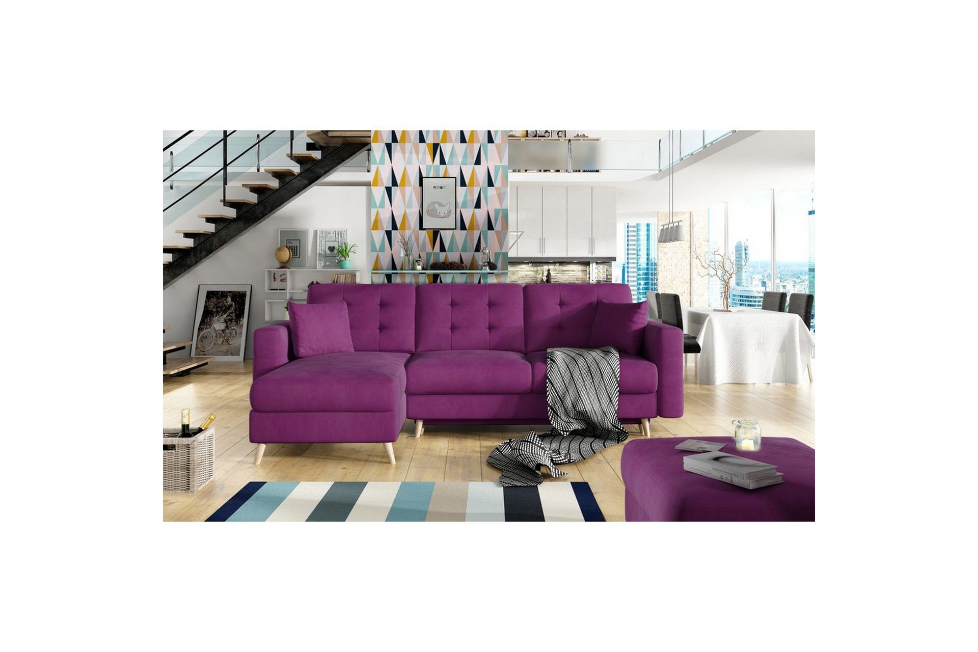 Seksjon Eltap Asgard L 248x93x162 cm - Mat Velvet 68, Rød