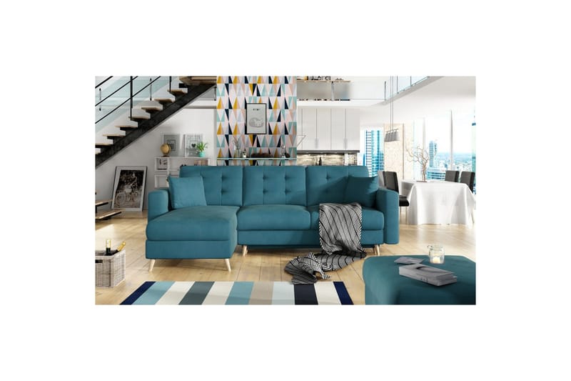Seksjon Eltap Asgard L 248x93x162 cm - Mat Velvet 75, Grønn - Møbler - Sofaer - Sofa med sjeselong