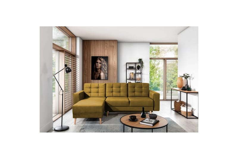 Seksjon Eltap Asgard L 248x93x162 cm - Monolith 48, Gul - Møbler - Sofaer - Sofa med sjeselong