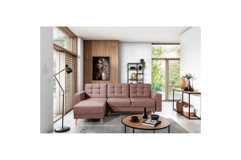 Seksjon Eltap Asgard L 248x93x162 cm - Monolith 63, Rosa - Møbler - Sofaer - Sofa med sjeselong