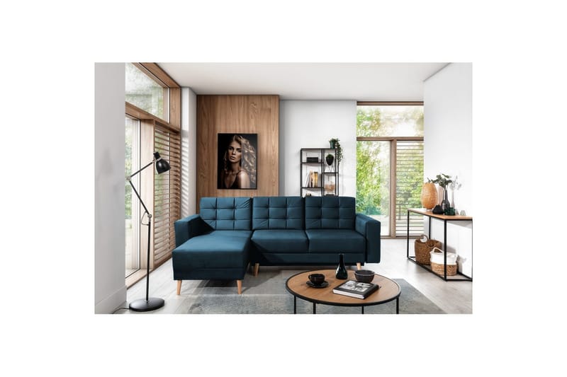Seksjon Eltap Asgard L 248x93x162 cm - Monolith 77, Blå - Møbler - Sofaer - Sofa med sjeselong