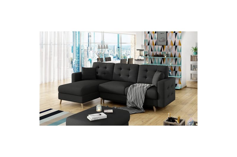 Seksjon Eltap Asgard L 248x93x162 cm - Sawana 14, Svart - Møbler - Sofaer - Sofa med sjeselong
