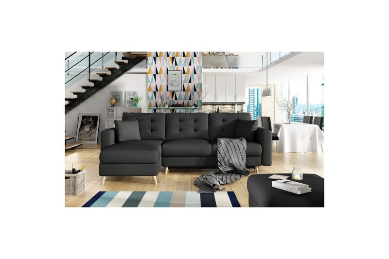 Seksjon Eltap Asgard L 248x93x162 cm - Sawana 14, Svart - Møbler - Sofaer - Sofa med sjeselong