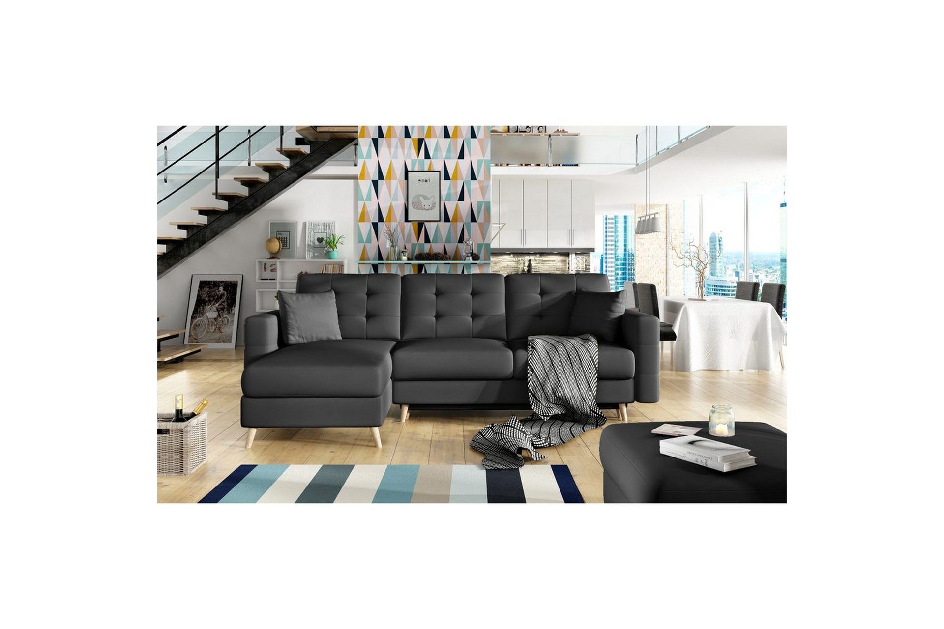 Seksjon Eltap Asgard L 248x93x162 cm - Soft 11, Svart