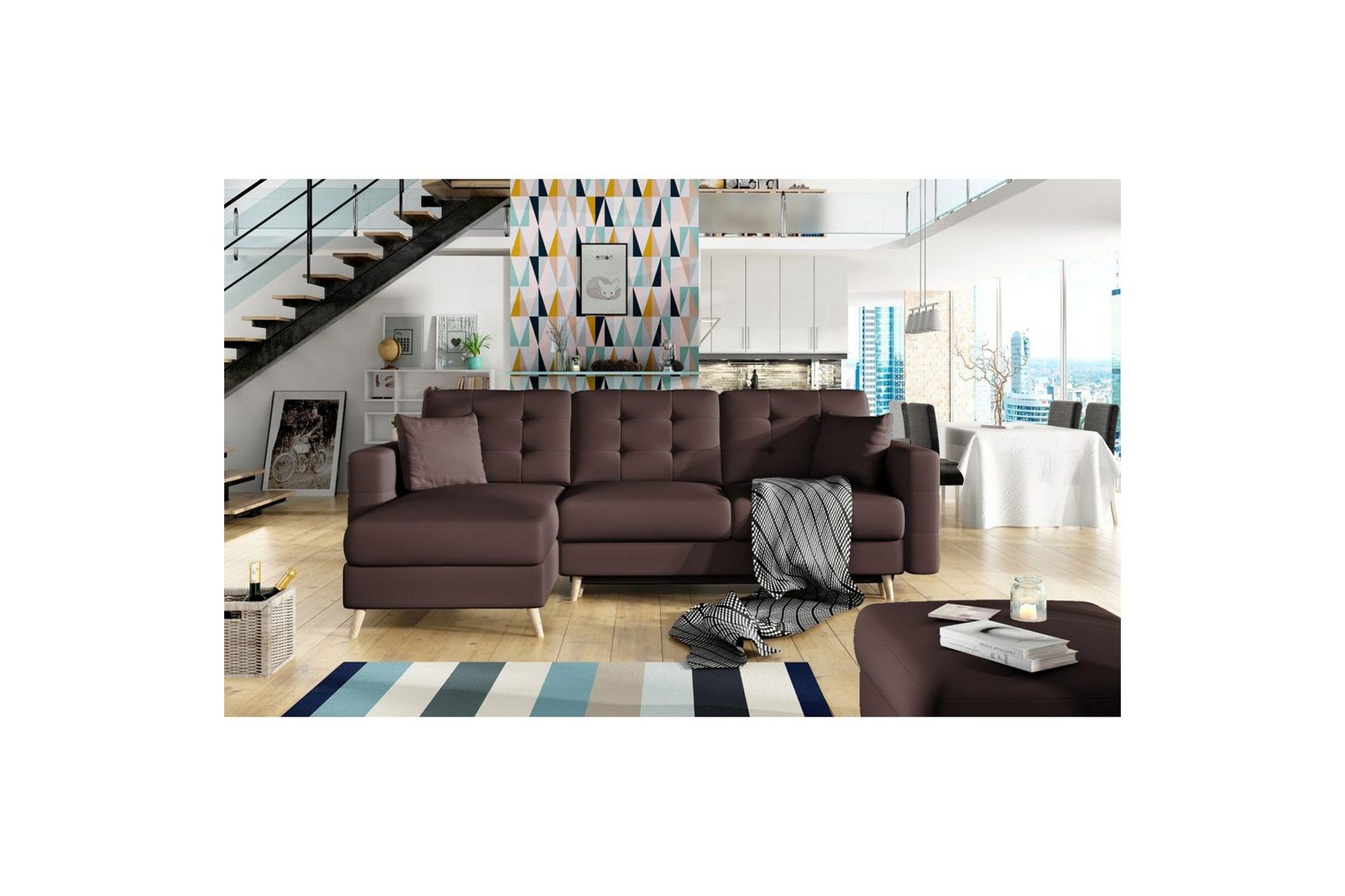 Seksjon Eltap Asgard L 248x93x162 cm - Soft 66, Mørk Brun