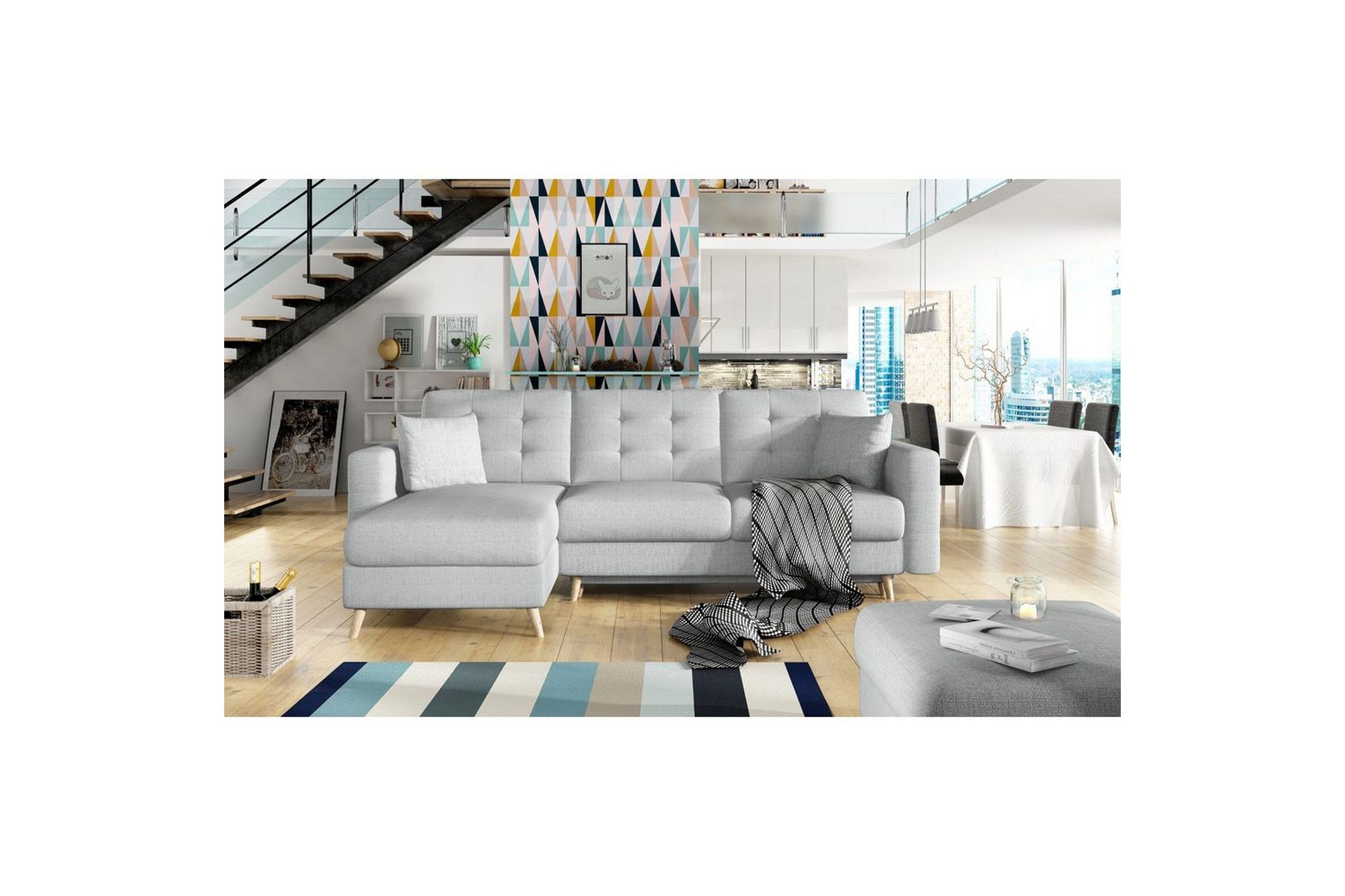 Seksjon Eltap Asgard L 248x93x162 cm - Solid 09, Beige