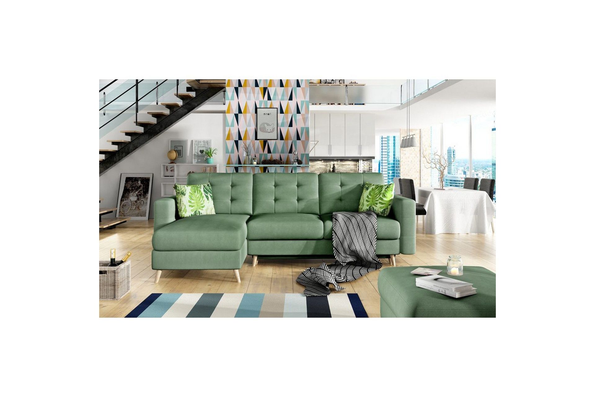 Seksjon Eltap Asgard L 248x93x162 cm - Soro 34, Jungle 32, Grønn, Mønster