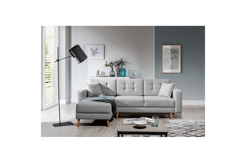 Seksjon Eltap Asgard L 248x93x162 cm - Trekk 83, Grå - Møbler - Sofaer - Sofa med sjeselong