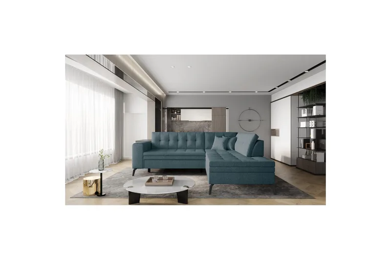 Seksjon Eltap Lanvin 260x210x93 cm - Borneo 38, Grønn, Høyre - Møbler - Sofaer - Sofa med sjeselong