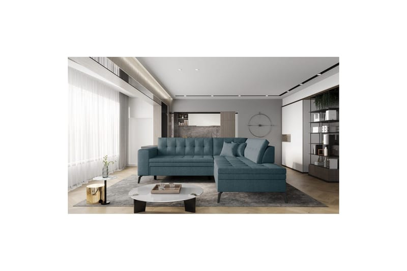 Seksjon Eltap Lanvin 260x210x93 cm - Borneo 38, Grønn, Høyre - Møbler - Sofaer - Sofa med sjeselong