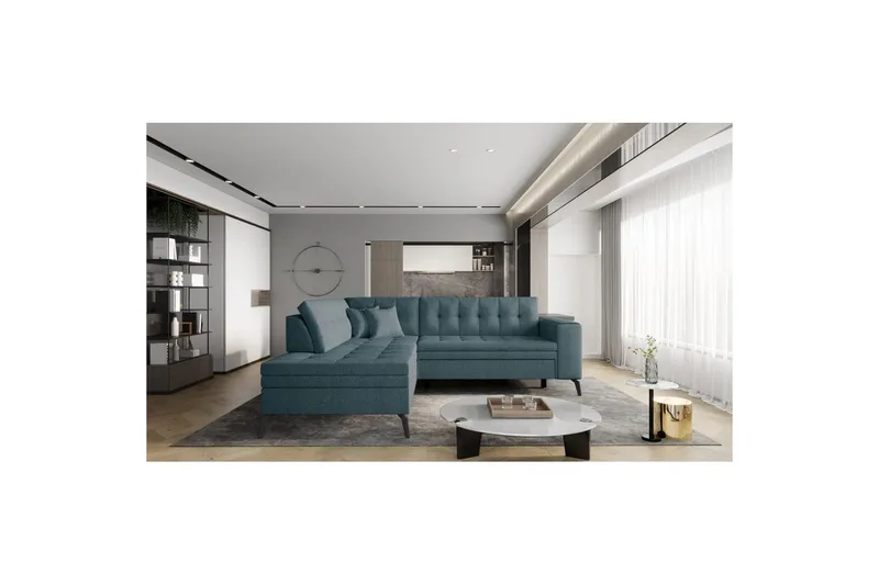 Seksjon Eltap Lanvin 260x210x93 cm - Borneo 38, Grønn, Venstre - Møbler - Sofaer - Sofa med sjeselong