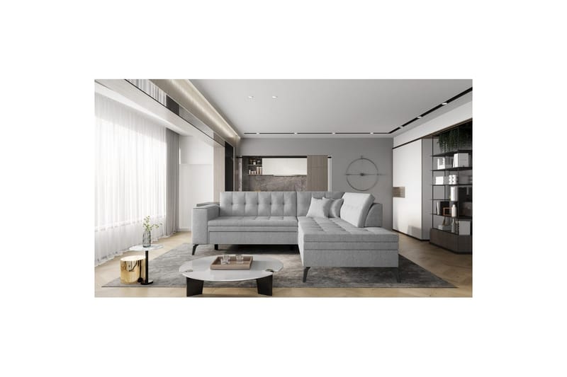 Seksjon Eltap Lanvin 260x210x93 cm - Borneo 4, Grå, Høyre - Møbler - Sofaer - Sofa med sjeselong