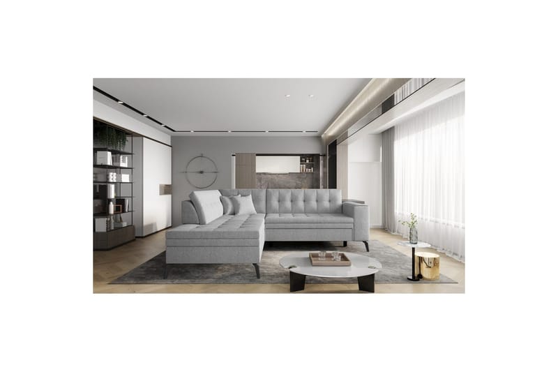 Seksjon Eltap Lanvin 260x210x93 cm - Borneo 4, Grå, Venstre - Møbler - Sofaer - Sofa med sjeselong