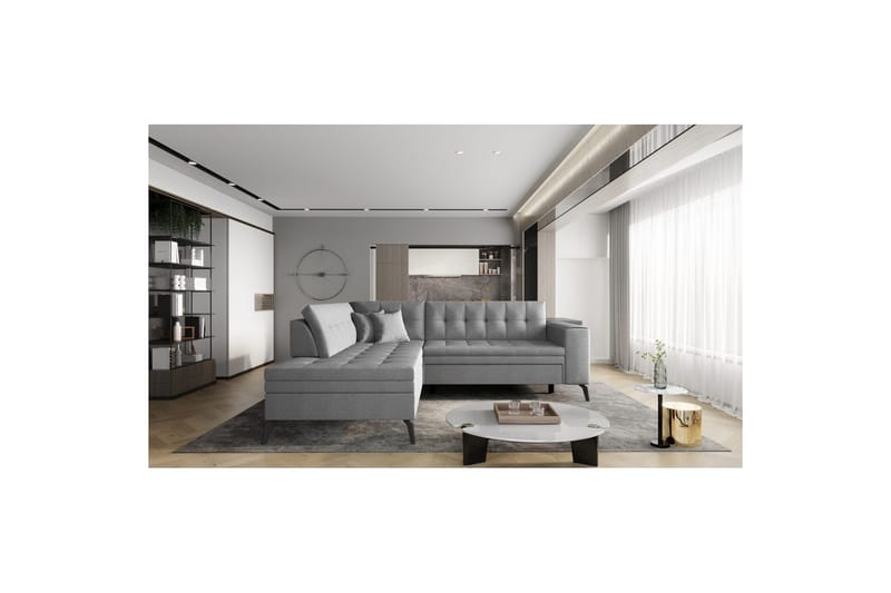 Seksjon Eltap Lanvin 260x210x93 cm - Flores 4, Lys Grå, Venstre - Møbler - Sofaer - Sofa med sjeselong
