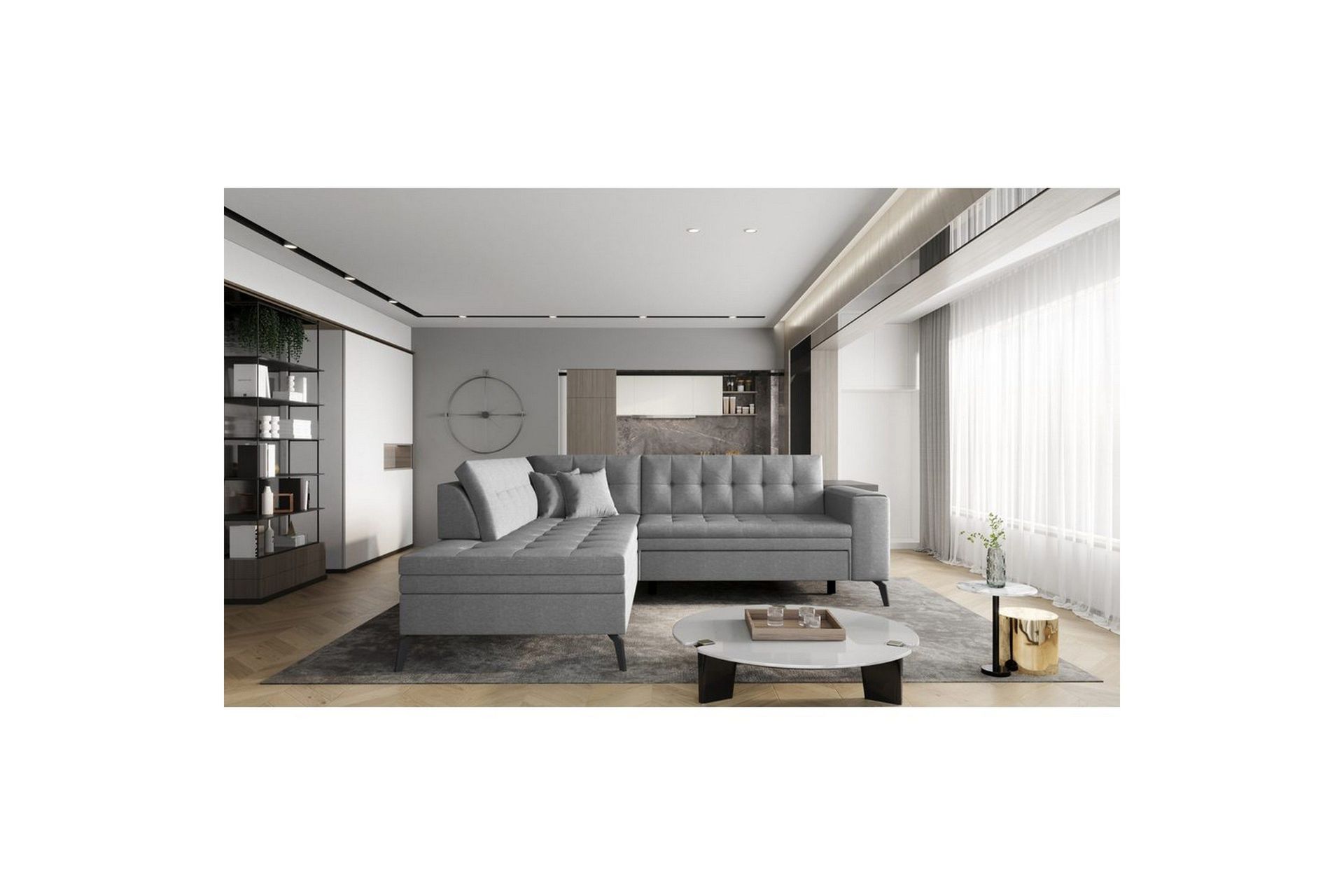 Seksjon Eltap Lanvin 260x210x93 cm - Flores 4, Lys Grå, Venstre