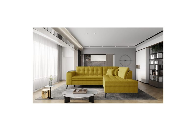 Seksjon Eltap Lanvin 260x210x93 cm - Gojo 45, Gul, Høyre - Møbler - Sofaer - Sofa med sjeselong