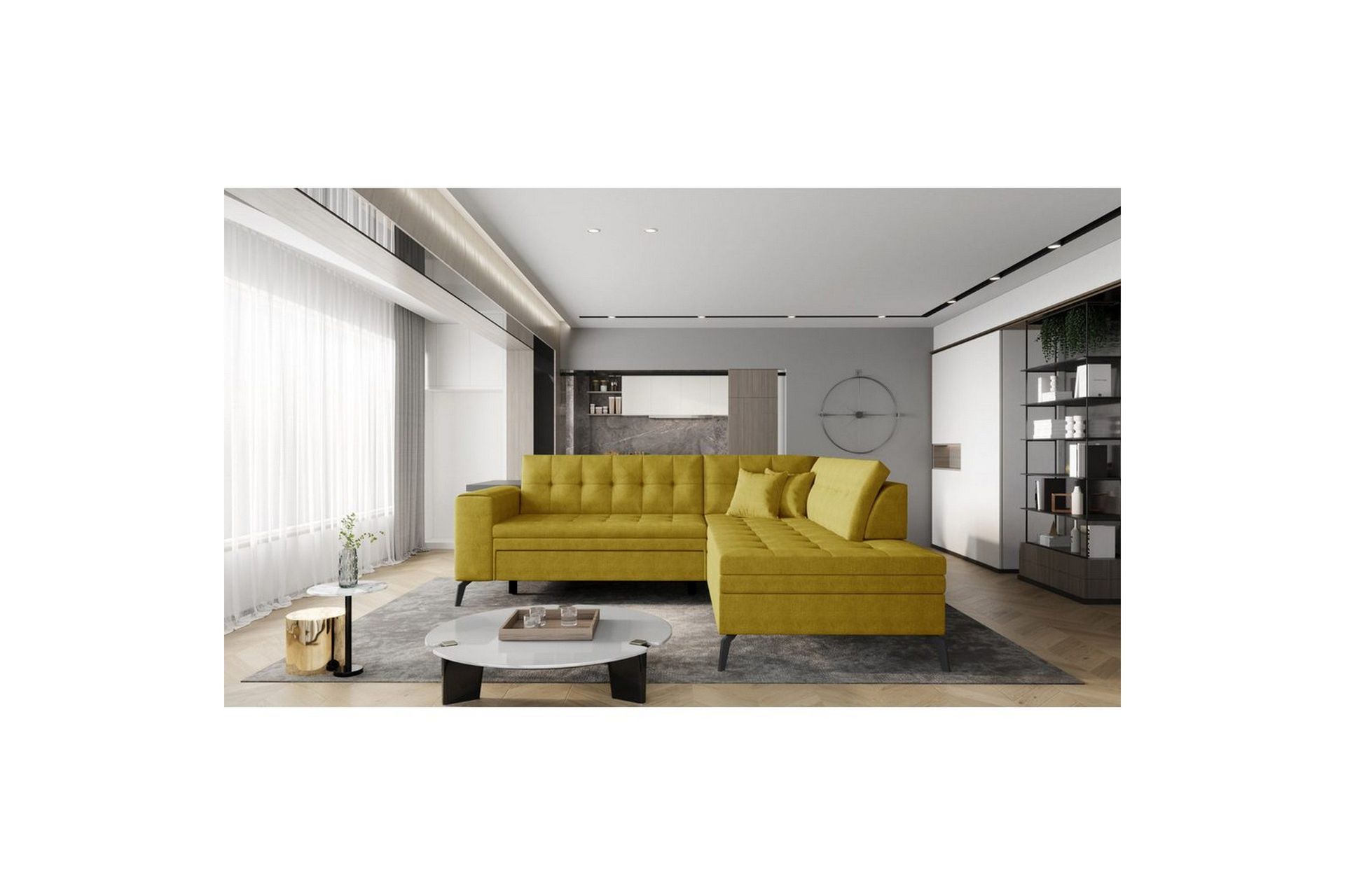 Seksjon Eltap Lanvin 260x210x93 cm - Gojo 45, Gul, Høyre