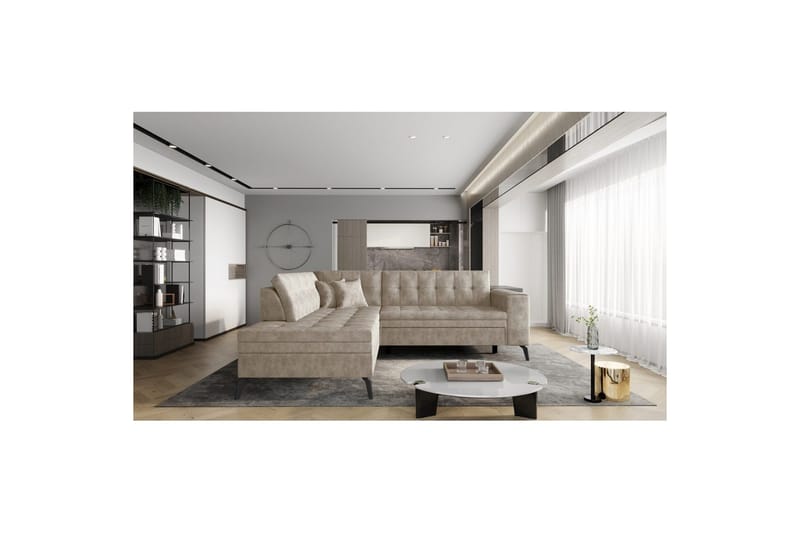 Seksjon Eltap Lanvin 260x210x93 cm - Leve 18, Beige, Venstre - Møbler - Sofaer - Sofa med sjeselong