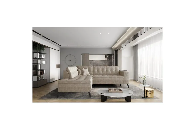 Seksjon Eltap Lanvin 260x210x93 cm, Leve 18, Beige, Venstre